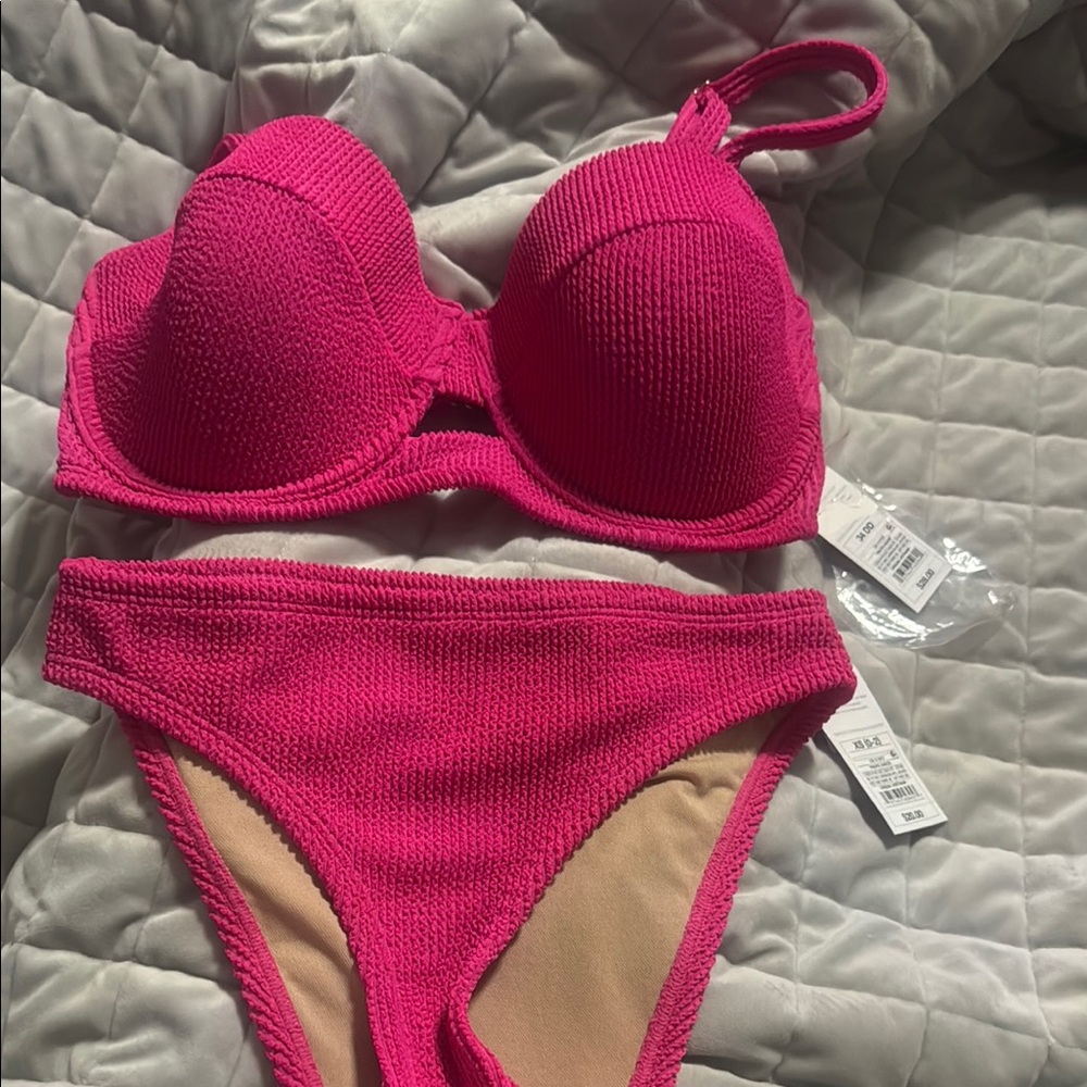Shade & Shore Vibrant Pink Bikini Set 34DD/XS